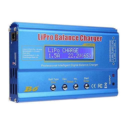 Hanzete - Cargador de equilibrio de batería Lipo de 80 W y 6 A para batería LiPo, Li-ion, Li-Fe, LiHV (1-6S), NiMH, NiCd (1-15S), cargador de equilibrio de batería Rc Hobby