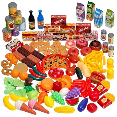 THE TWIDDLERS - 150 Juguetes de Comida para Niños, Set Cocina Niños Alimentos Juguete, Mini Comida Plástico, Juego de Cocina de simulación Desarrollo imaginativo