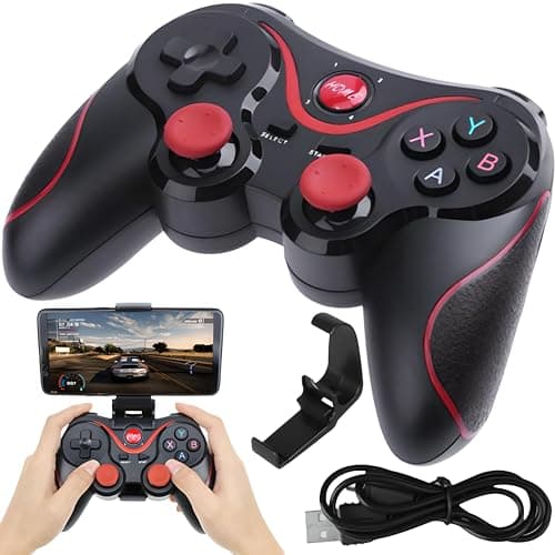Retoo Gamepad inalámbrico con clip para teléfono móvil con batería de 400 mAh y alcance de 10 m, controlador de teléfono inteligente Bluetooth inalámbrico para PS, Xbox, Android, Windows