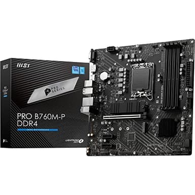 MSI Placa base DDR4 PRO B760M-P, micro-ATX, compatible con procesadores Intel Core de 12.ª y 13.ª generación, LGA 1700, DDR4 Memory Boost 4800+MHz/OC, ranura PCIe 4.0 x16, ranuras M.2 Gen4, varias