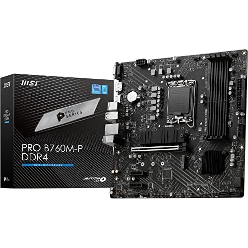 MSI Placa base DDR4 PRO B760M-P, micro-ATX, compatible con procesadores Intel Core de 12.ª y 13.ª generación, LGA 1700, DDR4 Memory Boost 4800+MHz/OC, ranura PCIe 4.0 x16, ranuras M.2 Gen4, varias