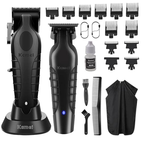 KEMEI Cortapelos para Hombre, Set Profesional de Cortapelos y Recortadora, Cortapelos sin cable para hombre con pantalla LED, 11 peines guía