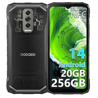 DOOGEE Blade10 Ultra Telefono Movil Irrompible, 20GB+256GB/2TB 6.56" Movil Resistente Android 14, 10.7mm Cámara 50MP+8MP Móvil Todoterreno 4G, Octa Core Smartphone 5150mAh/IP68/NFC/Face ID/Huella 2025