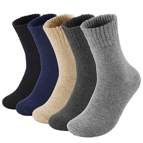MOSOTECH Calcetines Termicos Invierno Hombre 5 Pares Gruesos y Cálido Calcetines con Rizo Suave para Padre Amigo Regalos Hombre, Talla 39-45