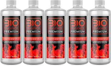 5 x 1 Litro Bioetanol Premium Transparente para chimeneas