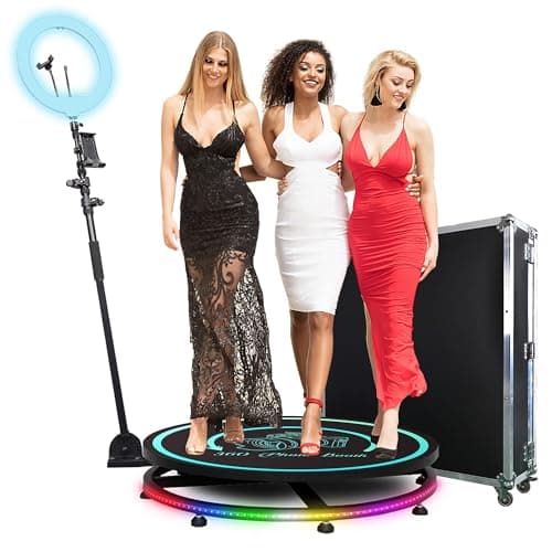 MWE 360 Photo Booth con Flight Case, Plataforma Giratoria Fotografia 360, Fotomaton 360 Giratoria, Cámara Giratoria Automática Remota de 360 Grados, para Que 3-4 Personas se Coloquen (80cm)