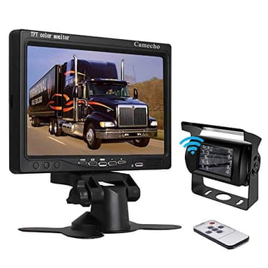 CAMECHO Cámara de Visión Trasera Inalámbrica Kit, 7 Pulgadas TFT Monitor y Cámara Trasera IP69 Impermeable,Visión Nocturna Gran Angular para Coche/Vehículo/Camión/Furgoneta/Caravana/Remolque