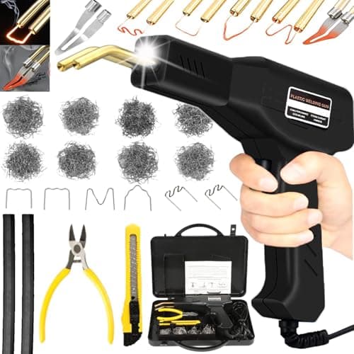 Soldador de plástico de 220 W, 2 em 1 soldagem de plástico, 800 grampos,pistola de soldagem de plástico para reparação de para-choques de carro, com 2 peças hastes de soldagem, alicates e facas(negro)