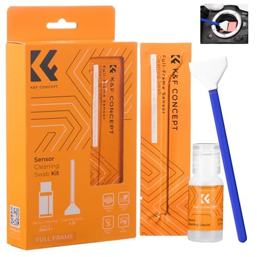 K&F Concept Kit de Limpieza Sensor Full Frame, Juego de Limpieza de Cámara para Objetivo, Filtros, DSLR, móvil, con 10 Piezas de Limpieza Sensor Full Frame 24mm + 20ml Líquidos de Limpieza