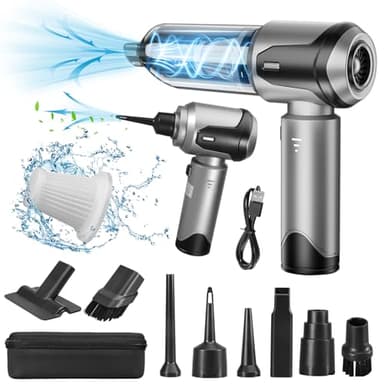 Grixz Aspiradora de mano, aspiradora de mano inalámbrica, 15000 Pa, mini aspiradora ligera y Air Duster, recargable portátil para coche, casa, oficina, cocina