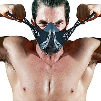 FDBRO Máscaras de Deportes, Estilo Negro, máscara para Entrenamiento y acondicionamiento de Gran altitud (Fibra de Carbono, Medium(70kg-100kg))