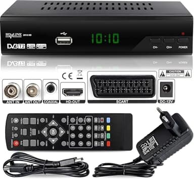 hd-line Echosat 2910 DVBT2 - Receptor Full HD 1080P 4K para TV (HEVC/H.265 HDMI SCART, USB 2.0, DVBT - 2, DVB - T2, DVB T2, DVBT 2) Color Negro