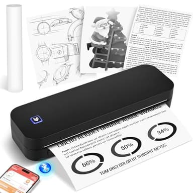 GuKKK Impresora Térmica Portátil A4, Impresora de Papel A4 Bluetooth, Impresoras Móviles Uso con Papel Térmico 210x297mm, Compatible con Teléfonos Android e iOS, para el Hogar, la Oficina (Negro)