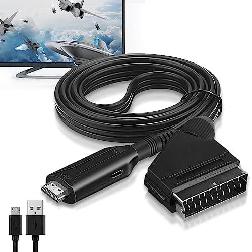 Vegena Adaptador SCART a HDMI, Convertidor Euroconector a HDMI a 720p/1080p, Adaptador Euroconector a Hdmi Para TV Salida de Video y Audio con Cable HDMI para HDTV STB VHS Xbox PS3 Sky DVD Blu-Ray