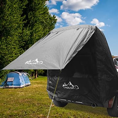 GJCrafts Carpa de Maletero Poliéster Negro para Coche, Impermeable A Prueba de Viento Anti Mosquito Anti-UV Refugio del Sol del toldo del Coche para Acampar al Aire Libre,SUV