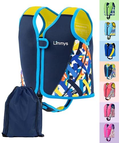 Limmys Chaleco de Natación para Niños Premium – Chaleco Flotador Infantil Que Ayuda a Nadar a Niños Pequeños – Chaleco de Piscina para Bebés, Niños y Niñas de Moderno Diseño – Incluye Bolsa