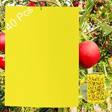 40 Piezas Trampas Adhesivas para Moscas, Pegatinas Adhesivas de Papel de Mosca Amarillas para Moscas, Pulgones, Mineros de Hojas, Polillas, Proteger de Huertos y Plantas Ornamentales