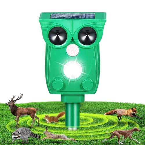 Repelente para gatos, repelente ultrasónico energía solar IP66 impermeable de frecuencia ajustable para ahuyentar animales 5 modos ajustables repelente de animales ultrasound repelente para animales