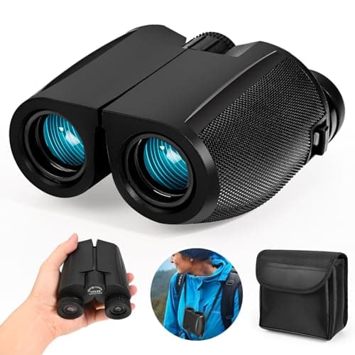 Carastek 12x25 Profesionales Prismáticos para Adultos y Niños, Prismáticos Binoculares Telescopio Vision Portátiles Compactos Ligeros Impermeables Plegable para Caza Turismo Observación de Senderismo