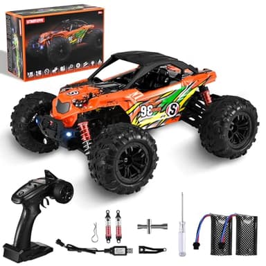 Aomdom - Coche teledirigido para adulto, 1:16 RC 4x4 coche RC niño 2.4GHz coche 4WD camión control remoto de alta velocidad, 4x4 RC eléctrico Crawlers vehículo 2 baterías 55min+ (naranja)
