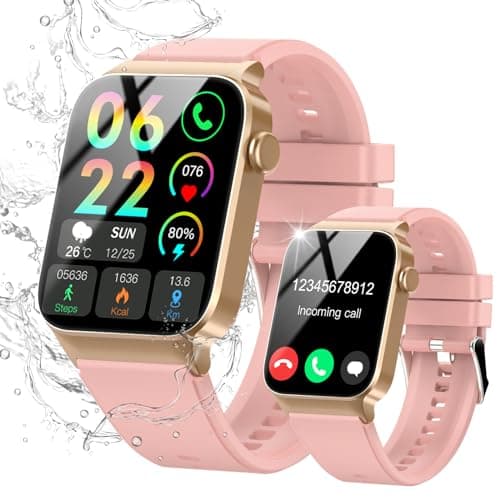 VKROBAG Reloj Inteligente Hombre Mujer, 1.85" HD Smartwatch con Llamadas Bluetooth, Monitor de Ritmo Cardíaco y Sueño, Impermeable IP68, 110+ Modos Deportivos Pulsera Actividad iOS Android, Rosa