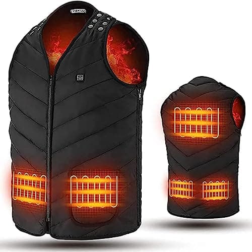 VIEKUU Chaleco Calefactable para Hombres y Mujeres, Chaqueta Térmica Eléctrica USB con 3 Ajustes de Temperatura,Tamaño Ajustable, Lavable, Chaleco Termico de Invierno Adecuado