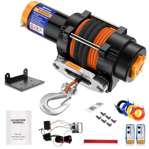 Anbull Cabrestante Eléctrico 12V 4500 LBS/2045 Kg, Cuerda sintética 5.5mm*15m, IP67 Impermeable, Cuerda de Nailon, con Control Remoto Inalámbrico *2 (20m), Compatible para ATV UTV