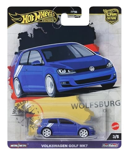 Hot Wheels Volkswagen Golf MK7, Car Culture Coche de juguete de la colección Circuit Legends, escala 1:64, modelos diferentes, juguete para niños y niñas +3 años y fans y coleccionistas adultos, HRV79