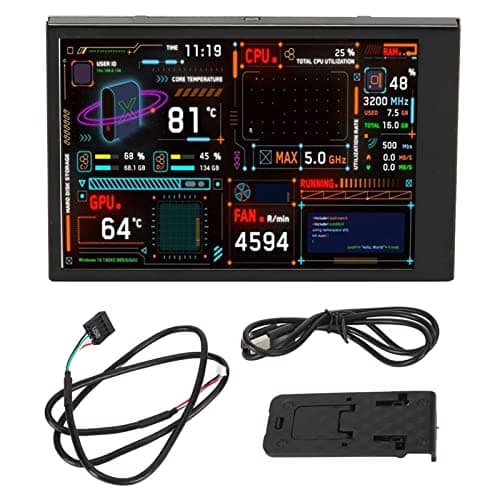 Vikye Monitor de Temperatura de Computadora, Pantalla IPS de 3,5 Pulgadas, Pantalla de Temperatura de PC, Monitor de CPU de Computadora, CPU de PC, GPU, RAM, FPS, Monitor de Datos HDD