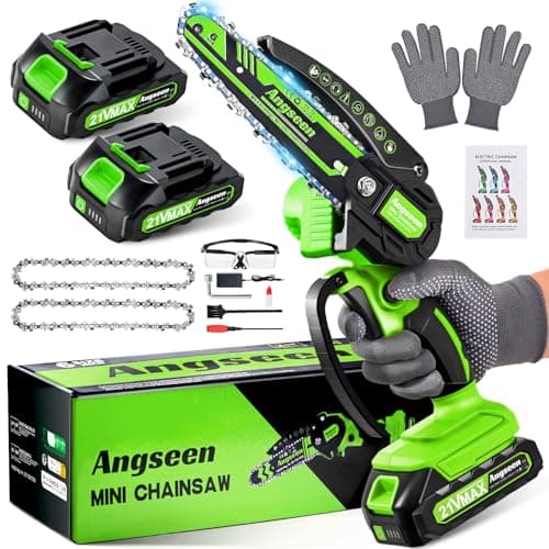 Mini Motosierra Bateria, 850W 6 Pulgadas Motosierra Eléctrica Bateria con 2 Batería de Gran Capacidad y 2 Cadenas, Motosierra de Mano Portátil Inalámbrica para Podar Árboles de Jardinería y Madera