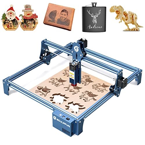 Grabador láser SCULPFUN S9 90W, metal de alta precisión, grabado y corte rápidos, corte de madera de 15 mm, 410 x 420 mm, para madera acrílica