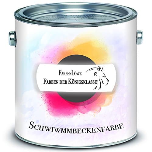 FARBENLÖWE Pintura para piscinas, revestimiento de hormigón, impermeable, color azul, blanco y verde lago (2,5 L, azul)