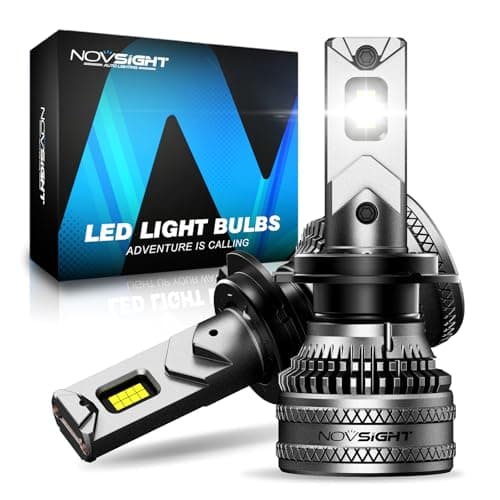 NOVSIGHT - Bombilla H7 LED de coche (45000 lm, 200 W, 6500 K, color blanco de alta potencia, mini diseño, bombilla de faro H7 para coche, LED, 12 V, repuesto para kit de conversión Halógena de coche