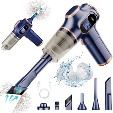 Mini Aspiradora de Mano sin Cable Aspirador Coche Potente Aspirapro Soplador 4 in 1 Portatil Pequeño Mejor Handheld Vacuum Cleaner Aspira Pro Carro Manual Car 120W Cajones PC Aire Comprimido 3000mAh