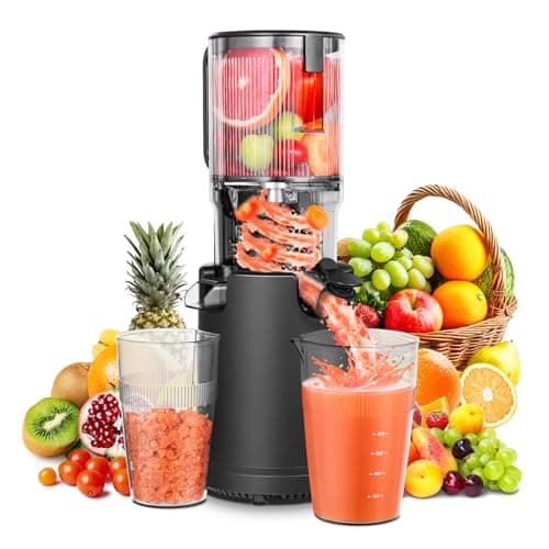 AOBOSI Extractor de Jugos Prensado en Frio de 126MM Canal de Alimentación Grande para Frutas y Verduras Enteras, Extractor de Jugo con Motor de Barrena Mejorado, Corte Automático y Técnicas