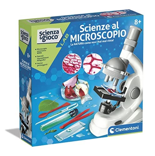 Clementoni - 19309 - Ciencia Y Juego Lab - Ciencia En El Microscopio, Laboratorio Microscopio Óptico con Más De 50 Experimentos Científicos para Niños A Partir de 8 Años (Juego En Italiano)