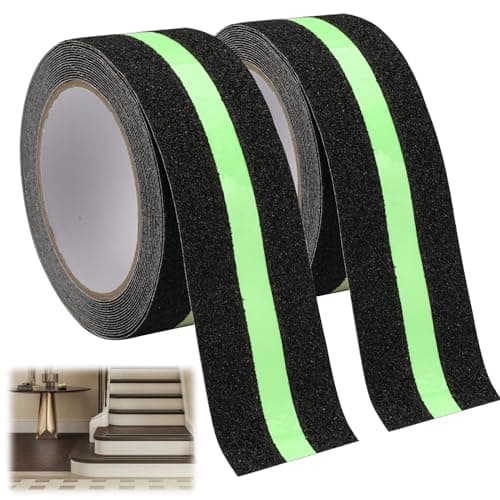 2 Piezas Cinta Antideslizante Luminosa Para Escaleras,5CM x 10M Cinta Antideslizante Escaleras,Cinta Adhesiva Antideslizante para Interiores y Exteriores, Escalones, Rampas y Suelos