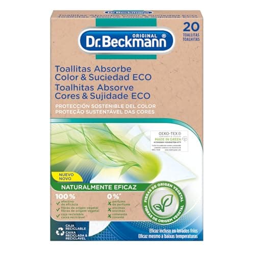 Dr. Beckmann Toallitas Absorbe Color & Suciedad ECO | PROTECCIÓN SOSTENIBLE DEL COLOR | 20 TOALLITAS