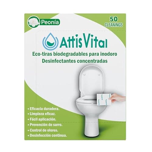 "AttisVital 50 Limpieza de Baño – limpieza inodoro Biodegradables Veganas, desinfección Activo de WC, Elimina Sarro y Manchas, Fragancia de Peonía, Fórmula Ecológica que Cuida del Planeta"