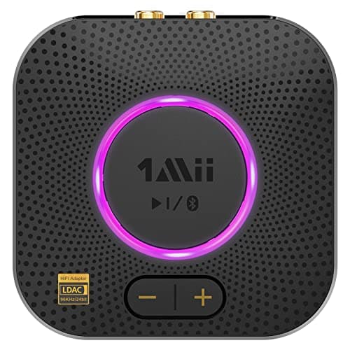 1Mii B06S+ LDAC Receptor Bluetooth 5.2 HiFi, Adaptador Audio Bluetooth con Aptx Baja Latencia & HD, Salida RCA/AUX 3,5 mm Jack, Control Volumen, 100ft Receptor de Largo Alcance para Estéreo Doméstico