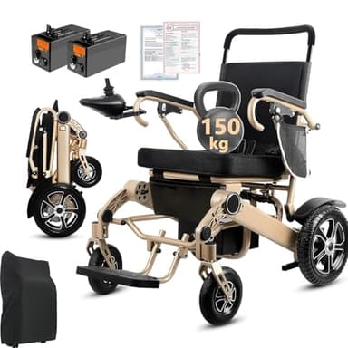 WEYRAL 40KM Sillas de Ruedas Electricas Plegables Ligeras Para Mayores, 2 * 10ah Silla de Ruedas Eléctrica, Soporte 150 kg, silla de ruedas eléctrica para personas mayores