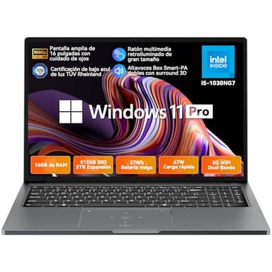 Blackview Ordenador Portátil Acebook 12 Intel Core i5-12450H, 16" Full HD, 16GB RAM, 512GB SSD 2TB (hasta 4.4Ghz), UHD Graphics, Windows 11 Pro Laptop, Teclado QWERTY, WiFi 6, Tipo-C, HDMI 2.0