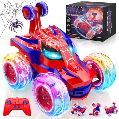 Coche Teledirigido Spider, 2.4Ghz Radiocontrol Monster Truck con Luces RC Coches Juguetes Niños Niñas 3 4 5 6 7 8 9 10 11 12 Años, 360° Carro Telecomandado Infantiles Regalos Cumpleaños Navidad