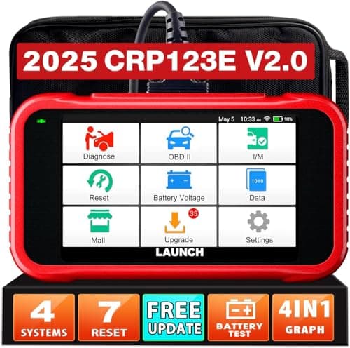 LAUNCH CRP123E V2.0 OBD2 Maquina Diagnosis Coche Multimarca Español con 4 Sistemas y 7 Funciones de Reinicio Escaner Sistema de Motor ABS SRS Transmisión, Reset de Aceite ETS SAS, WiFi Actualización