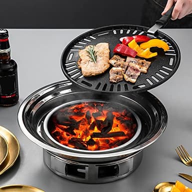 Lixada Barbacoa de Carbón sin Humo Parrilla Coreana Antiadherente Portátil