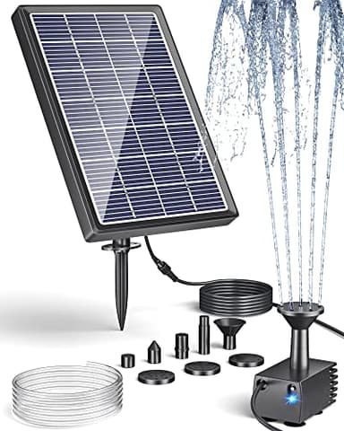 Fuente de agua solar Biling para baño de pájaros, bomba de agua solar de 3,5 W con tubo de 4 pies, 6 boquillas, fuentes solares para estanques de peces de jardín, baños y tanques para colibríes
