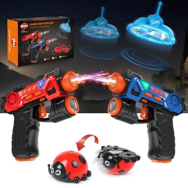 VATOS 4 EN 1 Laser Tag Guns Set, Infrarrojos Mini Laser Tag para niños Adultos con Aviones voladores y Escarabajo, Multijugador Blaster Toy Gun Grupo de Actividad Objetivo de Tiro Laser Tag Game