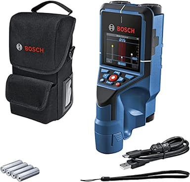 Bosch Professional Detector D-tect 200 C (detección de cables con y sin tensión, tuberías de metal y plástico, pernos de madera y cavidades, cable USB-C™, 4 pilas AA, bolsa protectora)