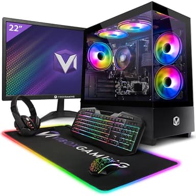 Vibox I-96 PC Gaming Completo - Monitor 22" - Quad Core AMD Ryzen 3200G Procesador 4GHz - Radeon Vega 8 Gráficos - 8GB RAM - 480GB SSD - Linux OS - WiFi