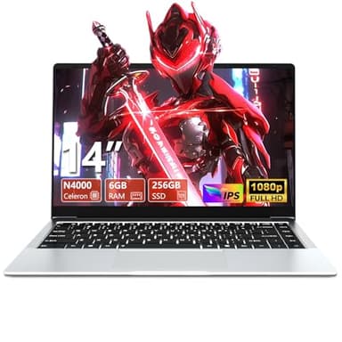 14.1 Pulgadas Ordenador Portátil, Win11 PC Portátil 6GB RAM 256GB SSD, Celeron N4000 Processor, IPS 1980 * 1080 Pantalla, Mini HDMI/USB3.0/BT4.2, Ultradelgado y Laptop con TF Card Slot